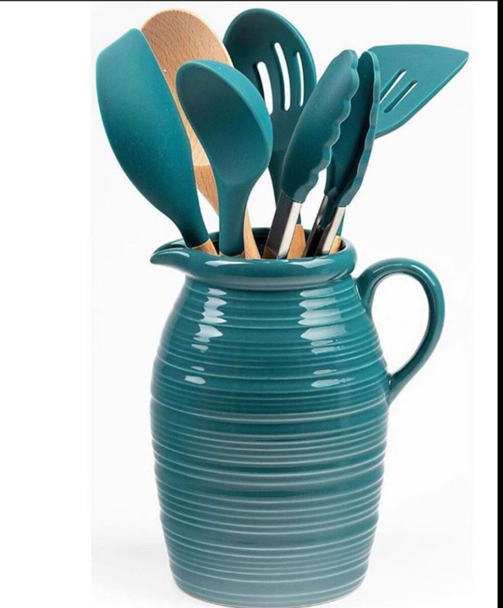 7 - Piece Crock and Kitchen Tool Set. - Image 2