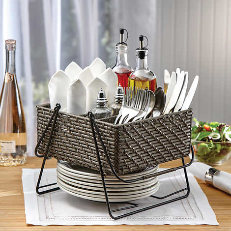 Details about   Mesa Grey Rattan Woven Serving Caddy 