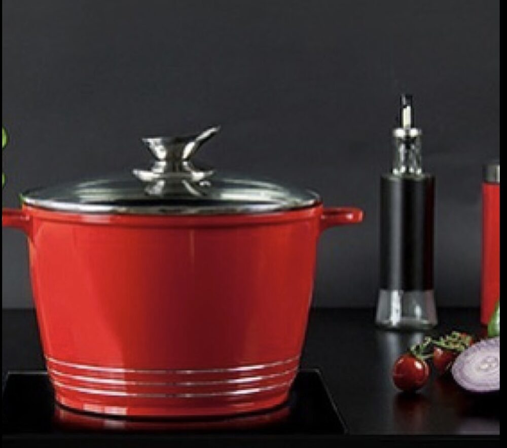 Nea Ceramic Diecast Set of 2 Stockpot with Lid ( Black & Red) - Image 6