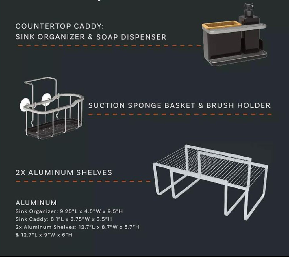 Members Mark 5 Piece Aluminium Sink Organizer Set - Image 3
