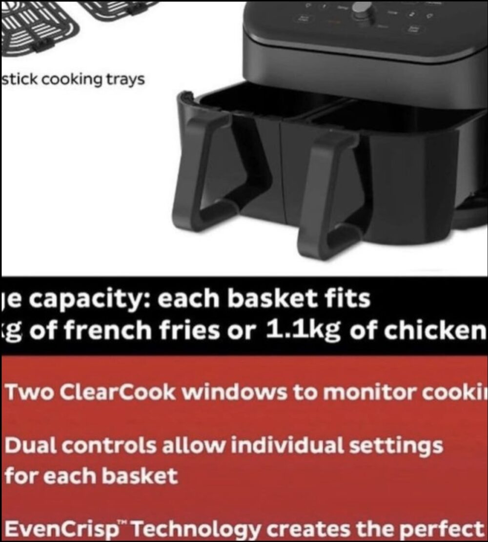 Instant Vortex Plus Dual Drwawer 8 in 1/ Air Fryer with ClearCook Stainless Steel - Image 5