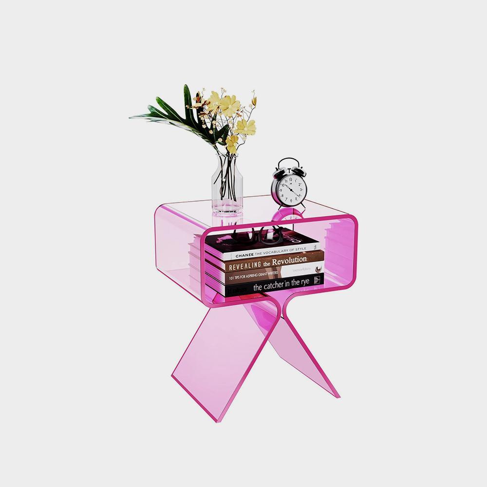 Solaround Acrylic Nightstand Side Table Modern Design Clear Home Decor Display Image 4