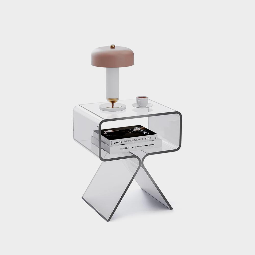 Solaround Acrylic Nightstand Side Table Modern Design Clear Home Decor Display Image 3