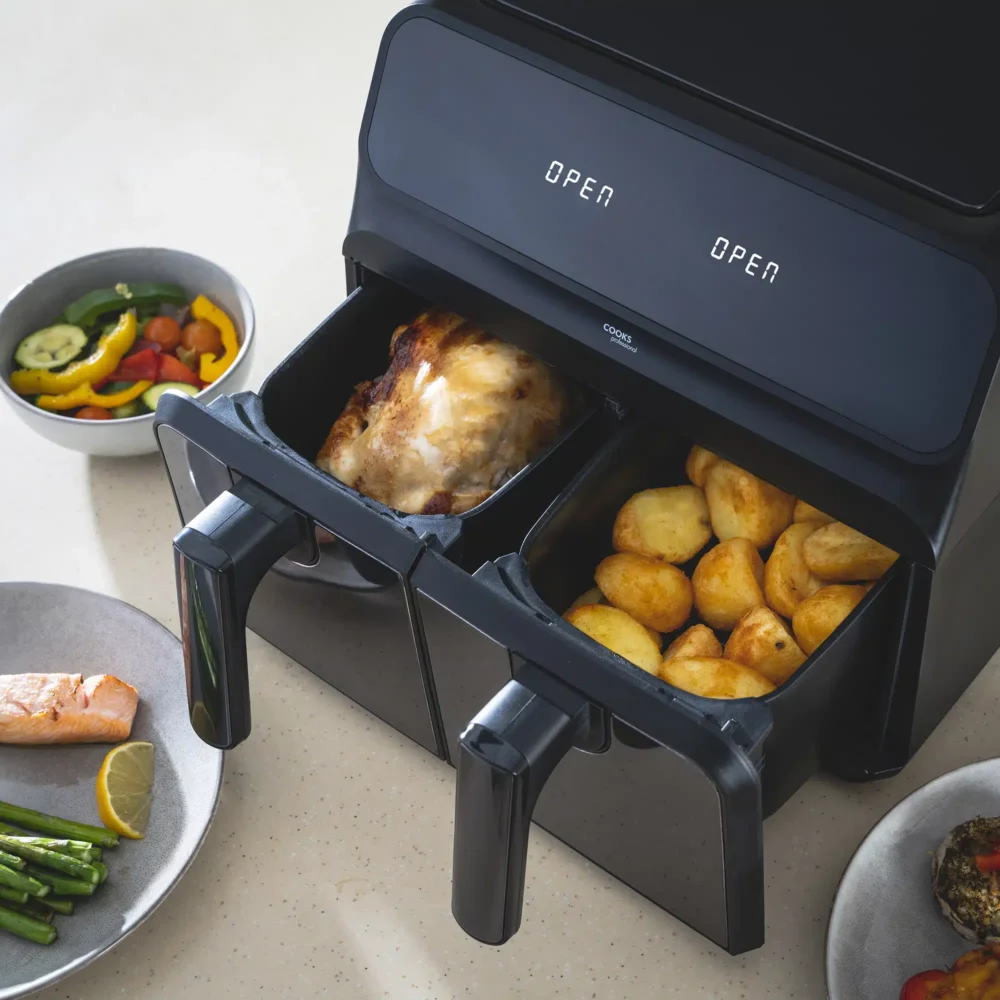 Cooks Professional Dual Air Fryer | XL 8L Capacity | 1700W | Digital Display | Black - Image 3