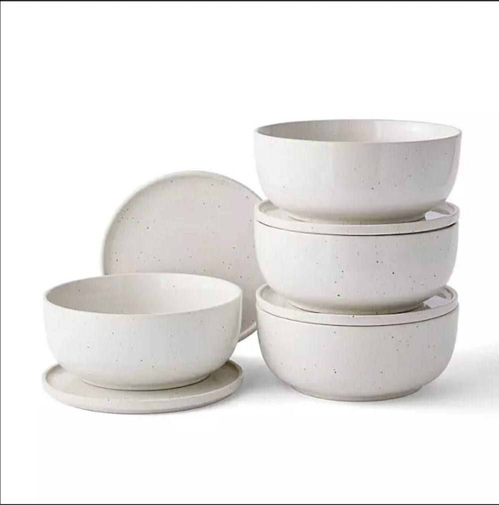 8 Piece Oversized Bowl and Appitizer Stoneware set - Image 2