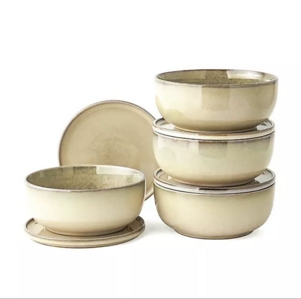 8 Piece Oversized Bowl and Appitizer Stoneware set - Image 5