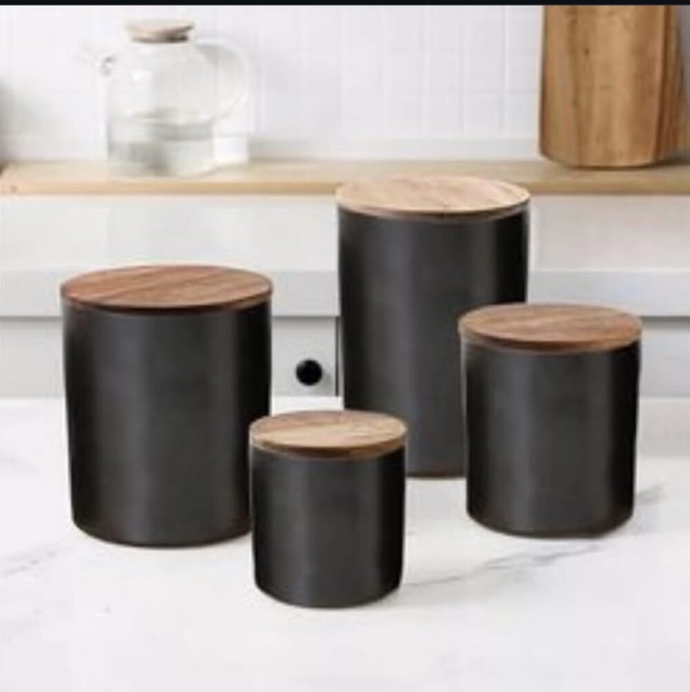Member's Mark 4-piece Canister With Acacia Wood Lid Set, pick colour - Image 2
