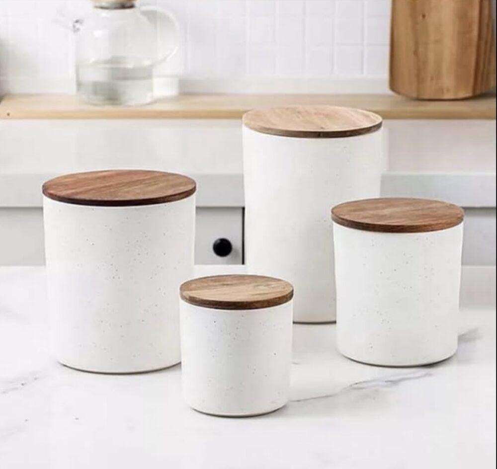 Member's Mark 4-piece Canister With Acacia Wood Lid Set, pick colour