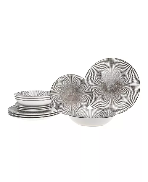 Godinger Laura Grey 12 Pc  Dinnerware Set, Service for 4