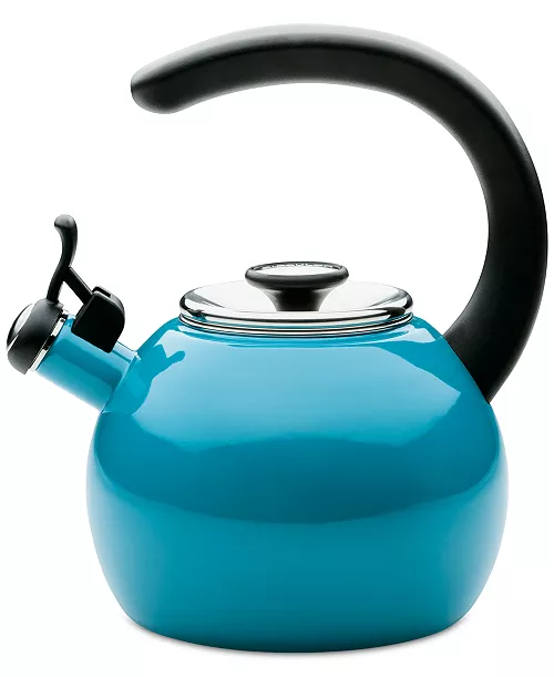 Circulon Enamel on Steel 2 Qt  Whistling Teakettle with Flip Up Spout
