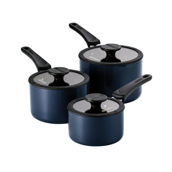 Nesting 6 Piece Nonstick Sauce Pan Set Blue