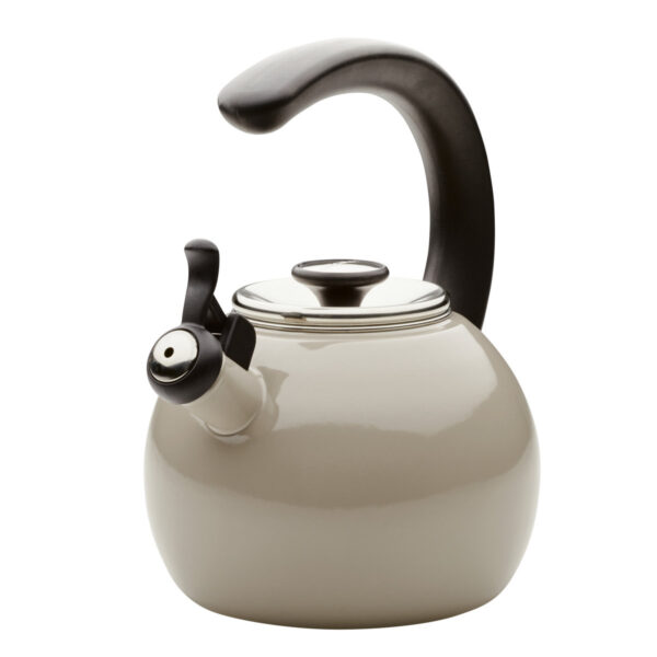 Circulon Enamel on Steel Whistling Teakettle/Teapot With Flip Up Spout, 2 Quart   Gray