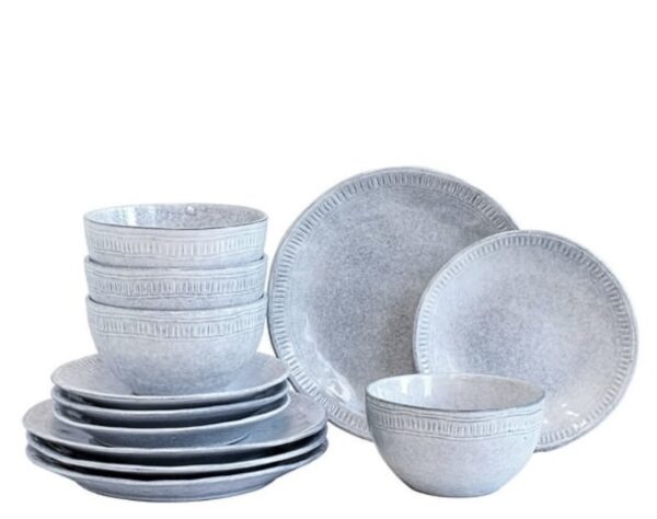 Over&back 12 Piece Ridge Rim Stoneware Dinnerware Set