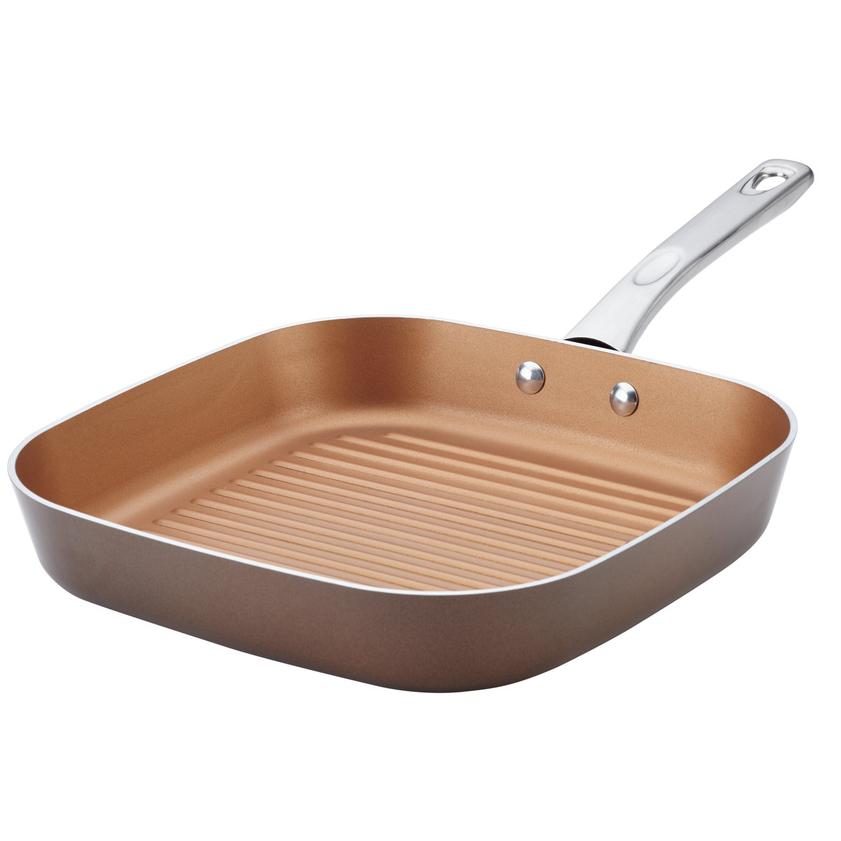 Ayesha Curry Home Collection Nonstick Square Grill Pan / Griddle Pan 11 25 Inch, Brown Sugar Image 4