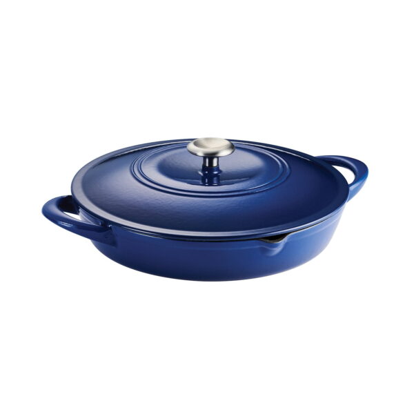Tramontina 12" Enameled Cast Iron Covered Casserole Dish, Blue