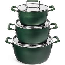 Granitestone Stackable Pot Set, 6 Piece Pot Set for Cooking Nonstick, Space Saving Nesting Cookware Set