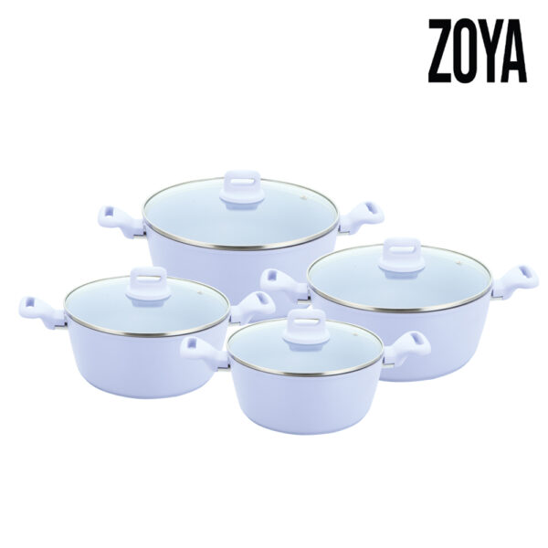 Zoya Stockpot Set 4pc Purple Cookware set