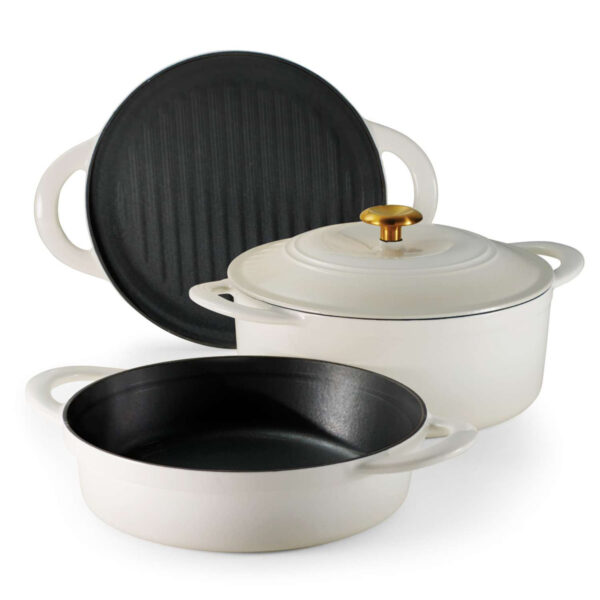 4 Piece Stackable Enamel Cast Iron Cookware Set