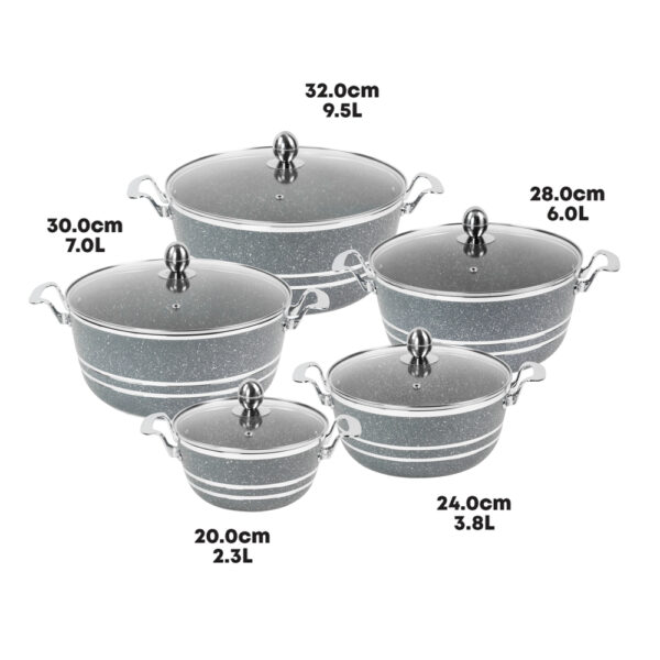 Mianra Marbell Stockpot Set 5pc Cookware Set