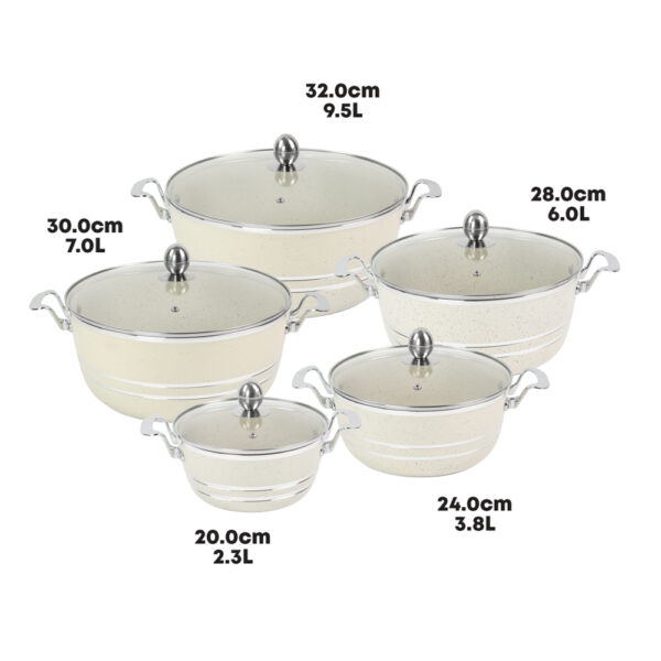 Mianra Marbell Stockpot Set 5pc Howlite Cookware Set