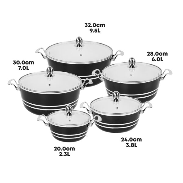 SQ Professional Mianra Seramiq Stockpot Set 5pc Onyx Black Cookware set